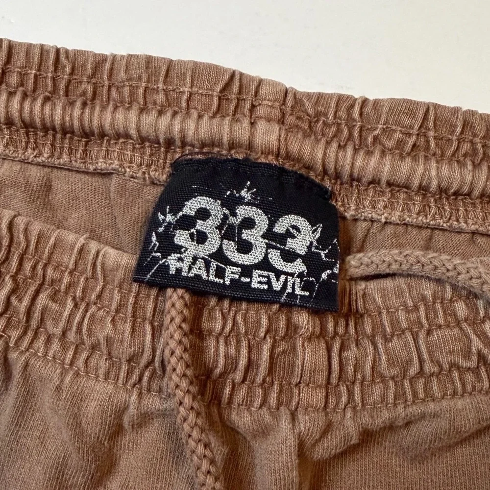 Half-Evil 333 Sweat Shorts Mens Medium Brown Streetwear